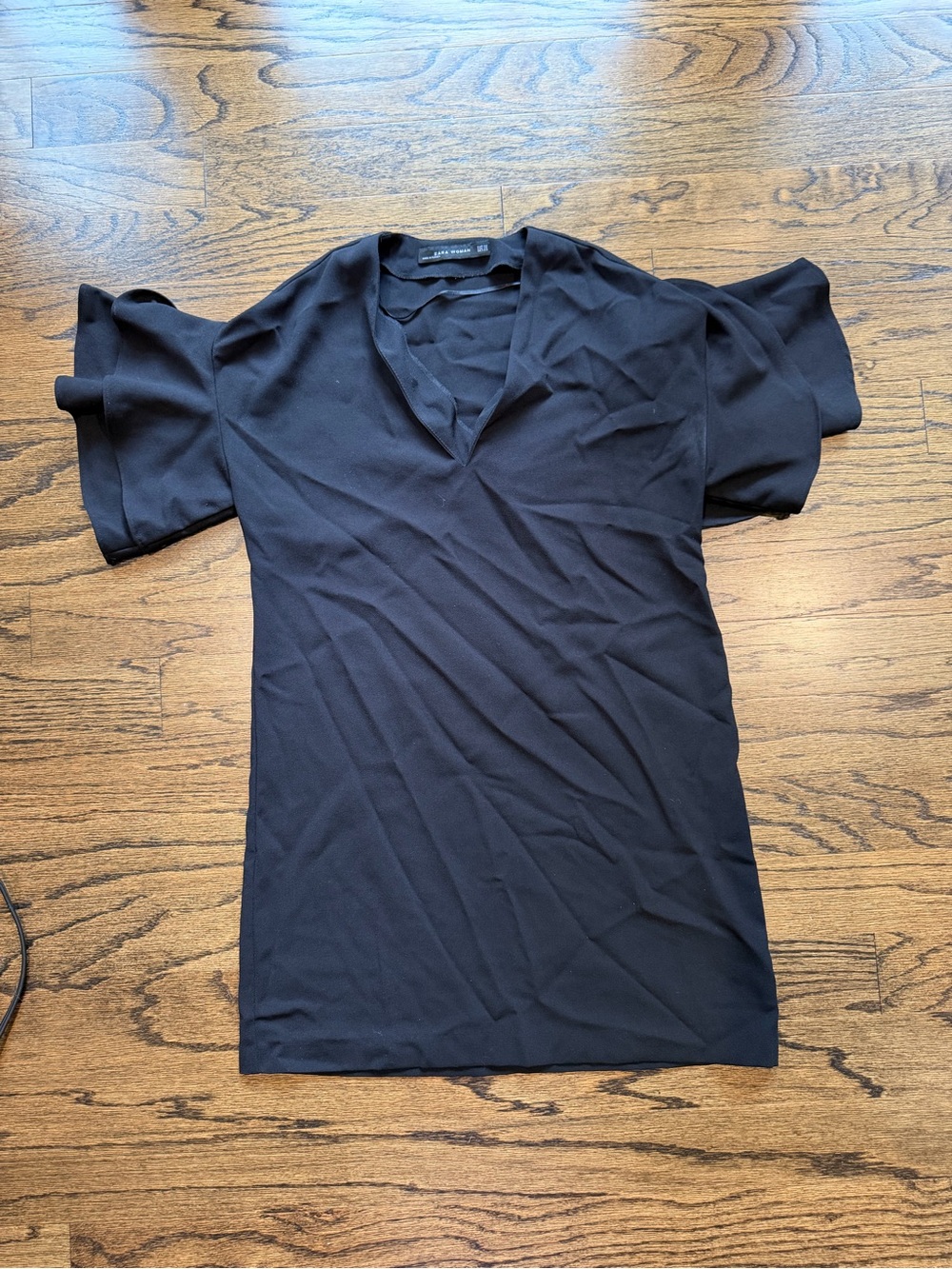 Zara Black Mini Dress with V-Neck